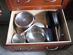 Kitchen cabinet and drawer accessories.